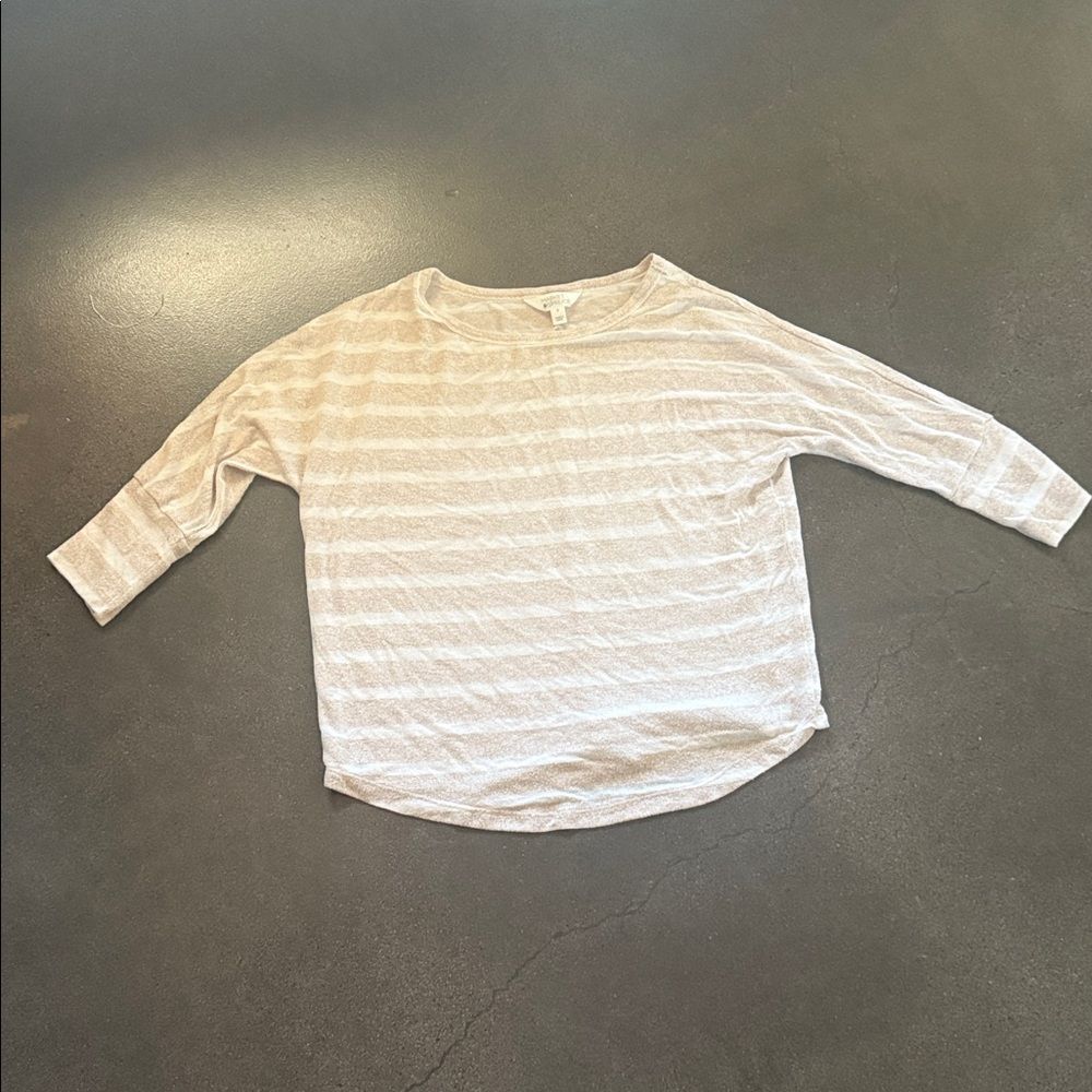 Market‎ & Spruce Light Brown and Cream Striped Top M